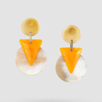 Horn & Orange Resin Drop Earrings