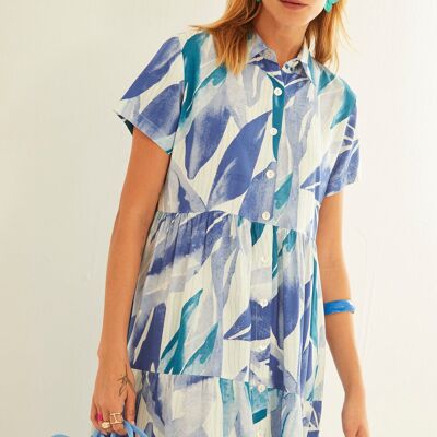 Cold Leaves Short-Sleeved Shirt Dress