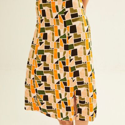 Green Mosaic Midi Skirt