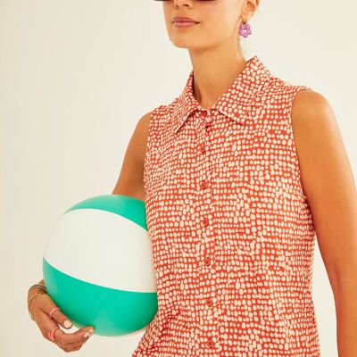 Red & White Strappy Shirt