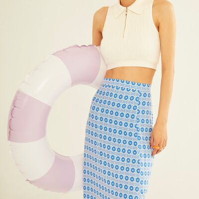 Blue Spots Side Opening Skirt
