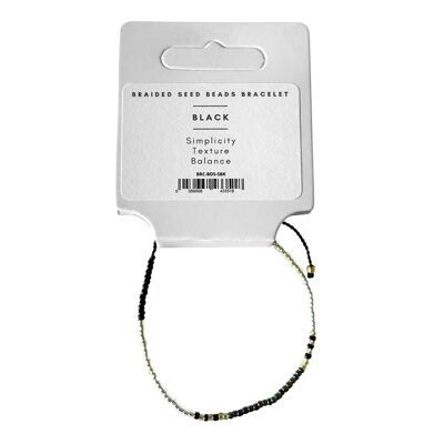 Braided Seed Beads Bracelet, Black