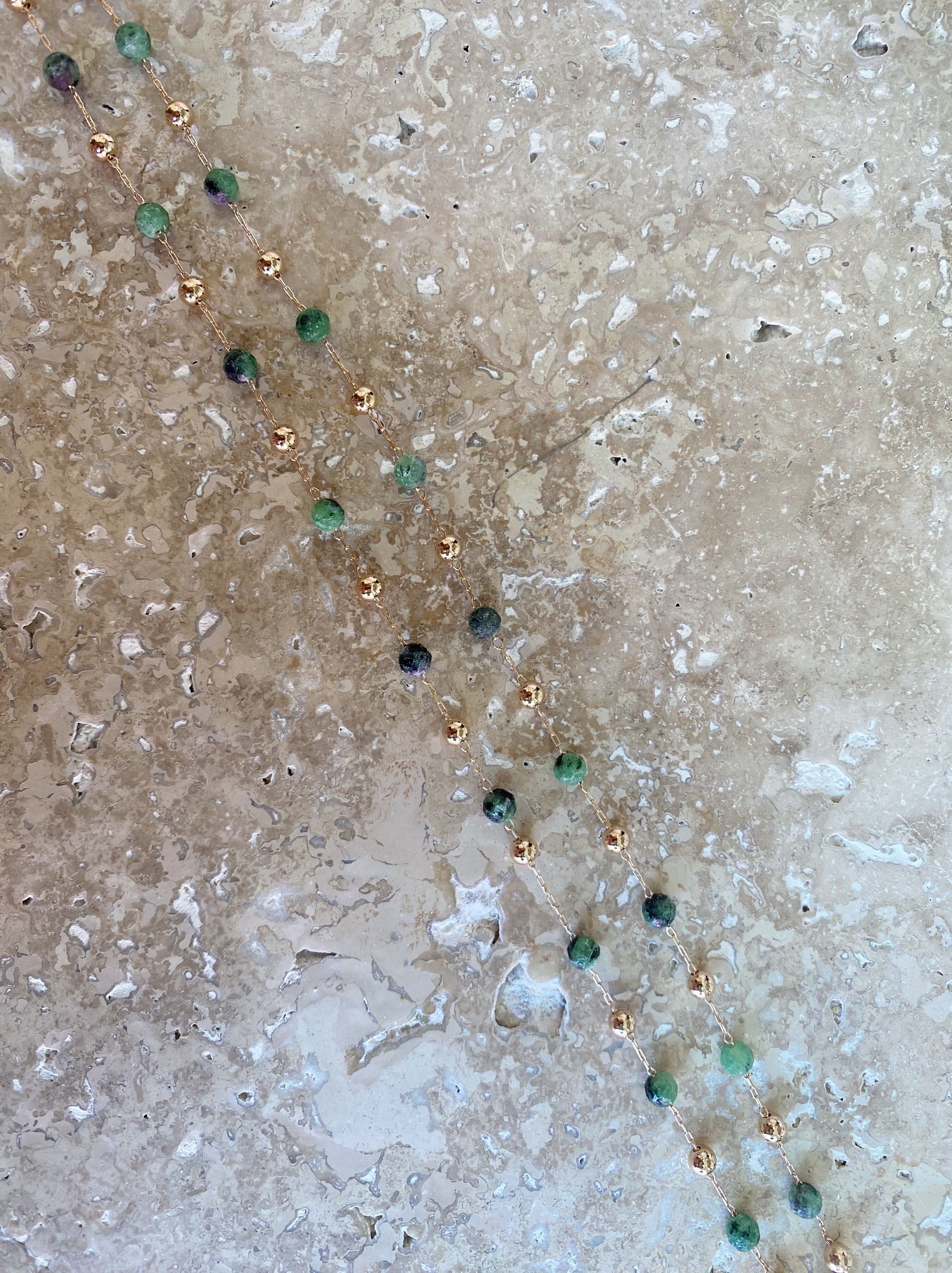 Collana Green Bubbles - Zoisite Rubino