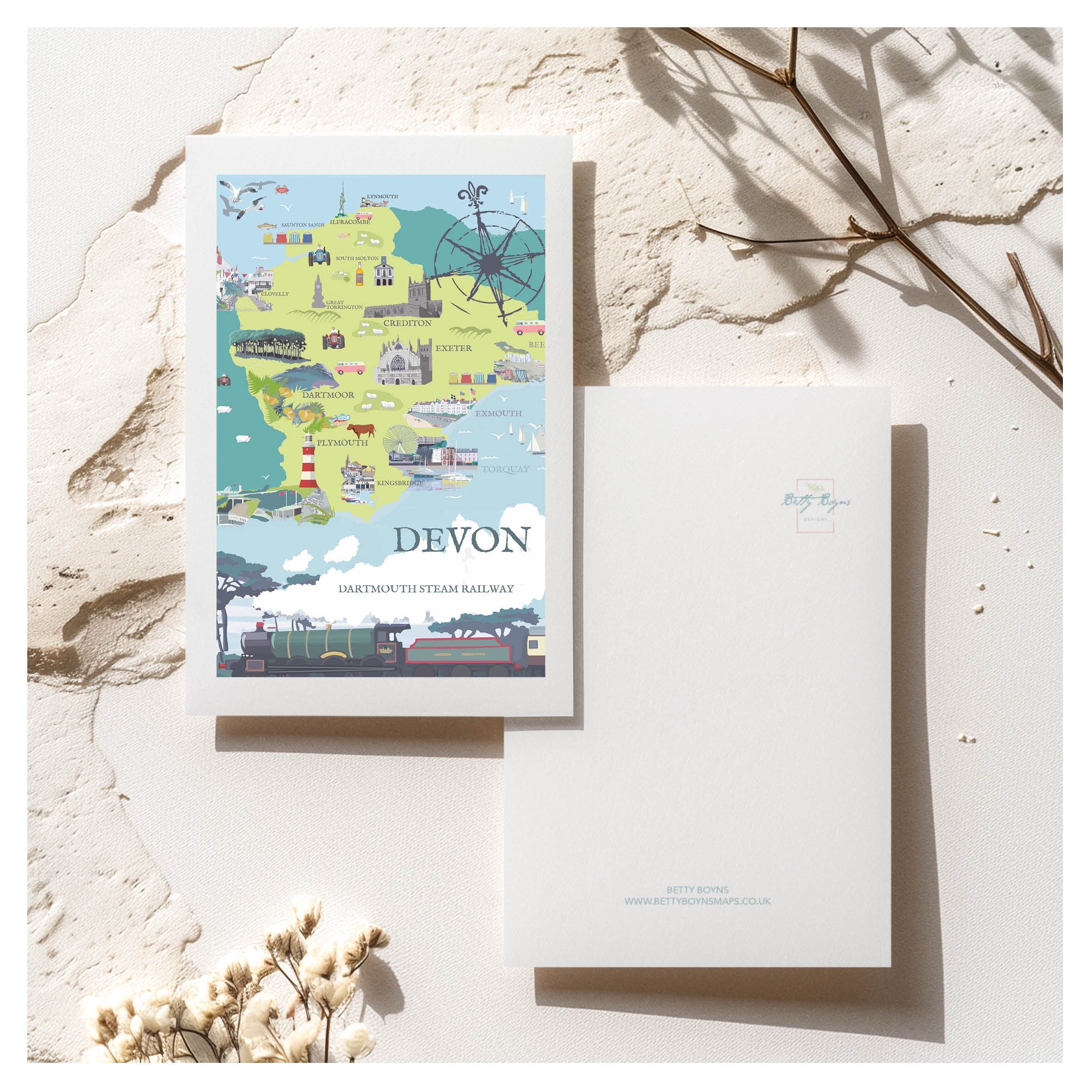 CARTOLINA CON MAPPA DEL DEVON