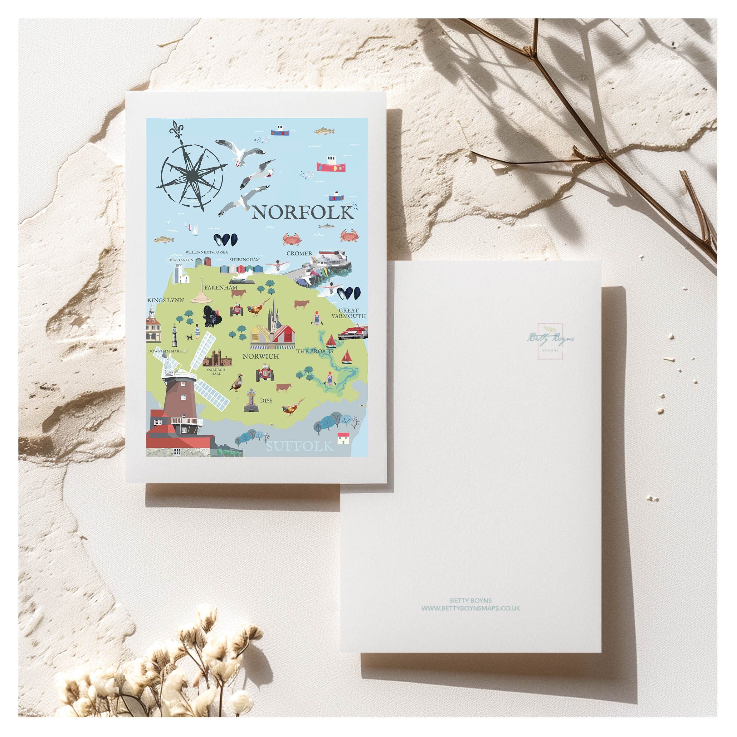 CARTOLINA CON MAPPA DEL NORFOLK