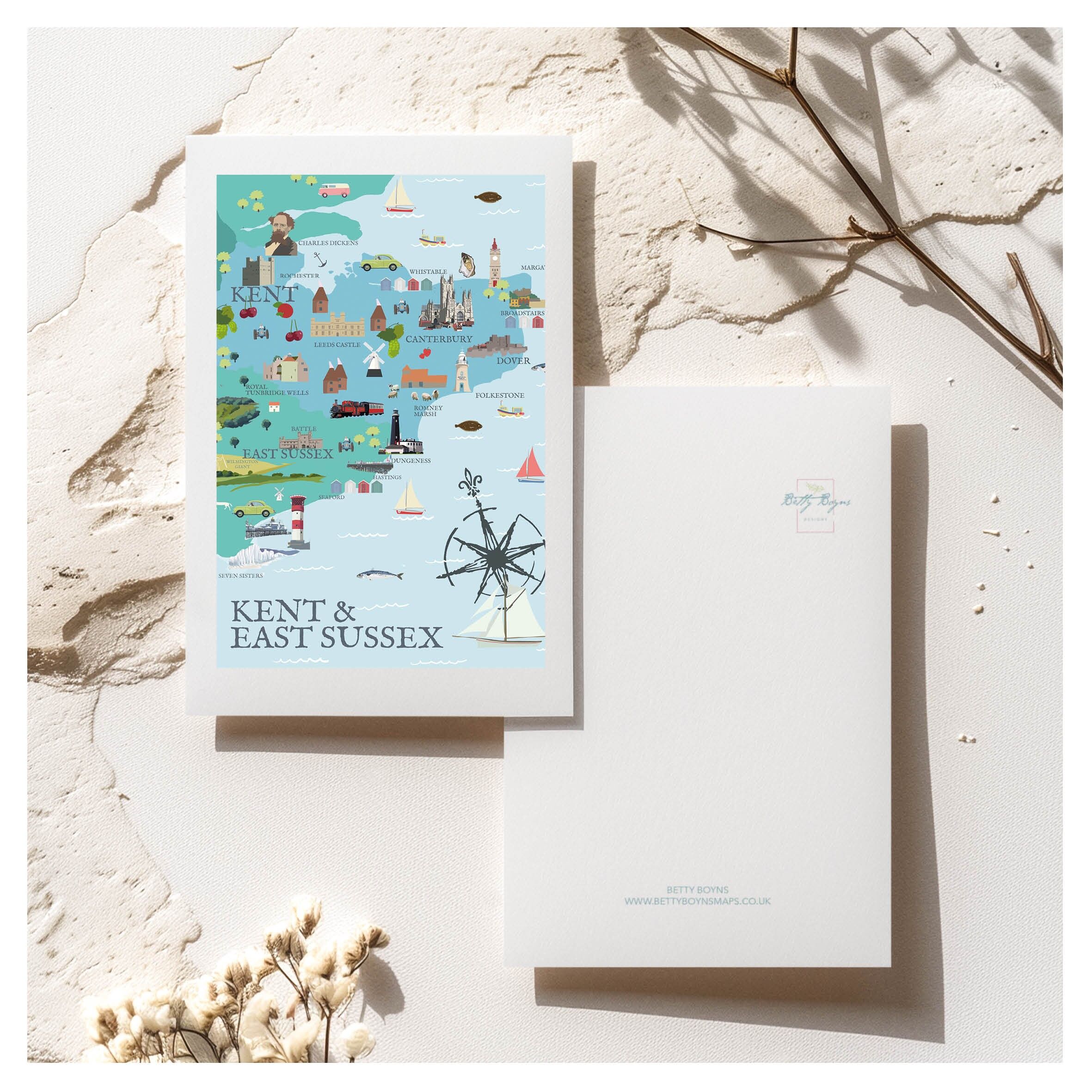 CARTOLINA CON MAPPA DEL KENT