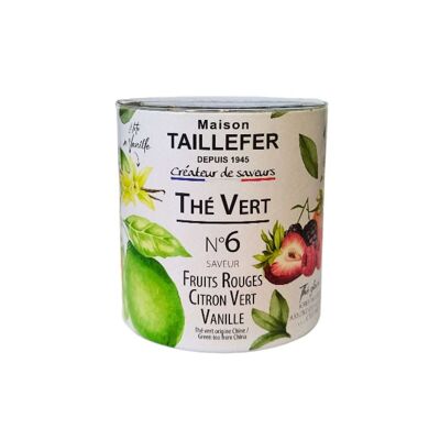 Green tea with red fruits, lime and vanilla, 60g box - No. 6 - Maison Taillefer