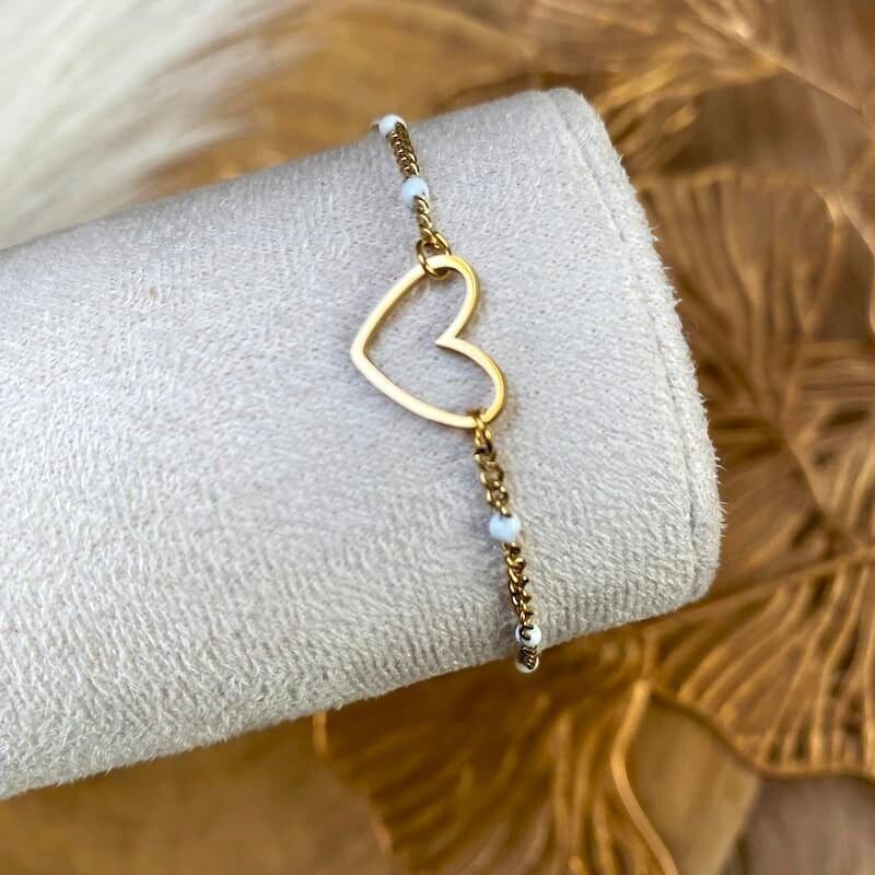 GLAMOUR Gold Bracelet - Gold Stainless Steel Chain - Heart