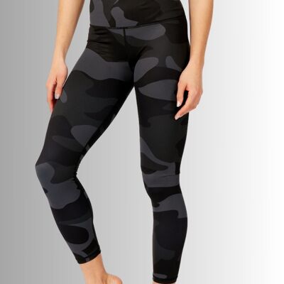 Legging taille haute 7/8 motif camouflage ébène