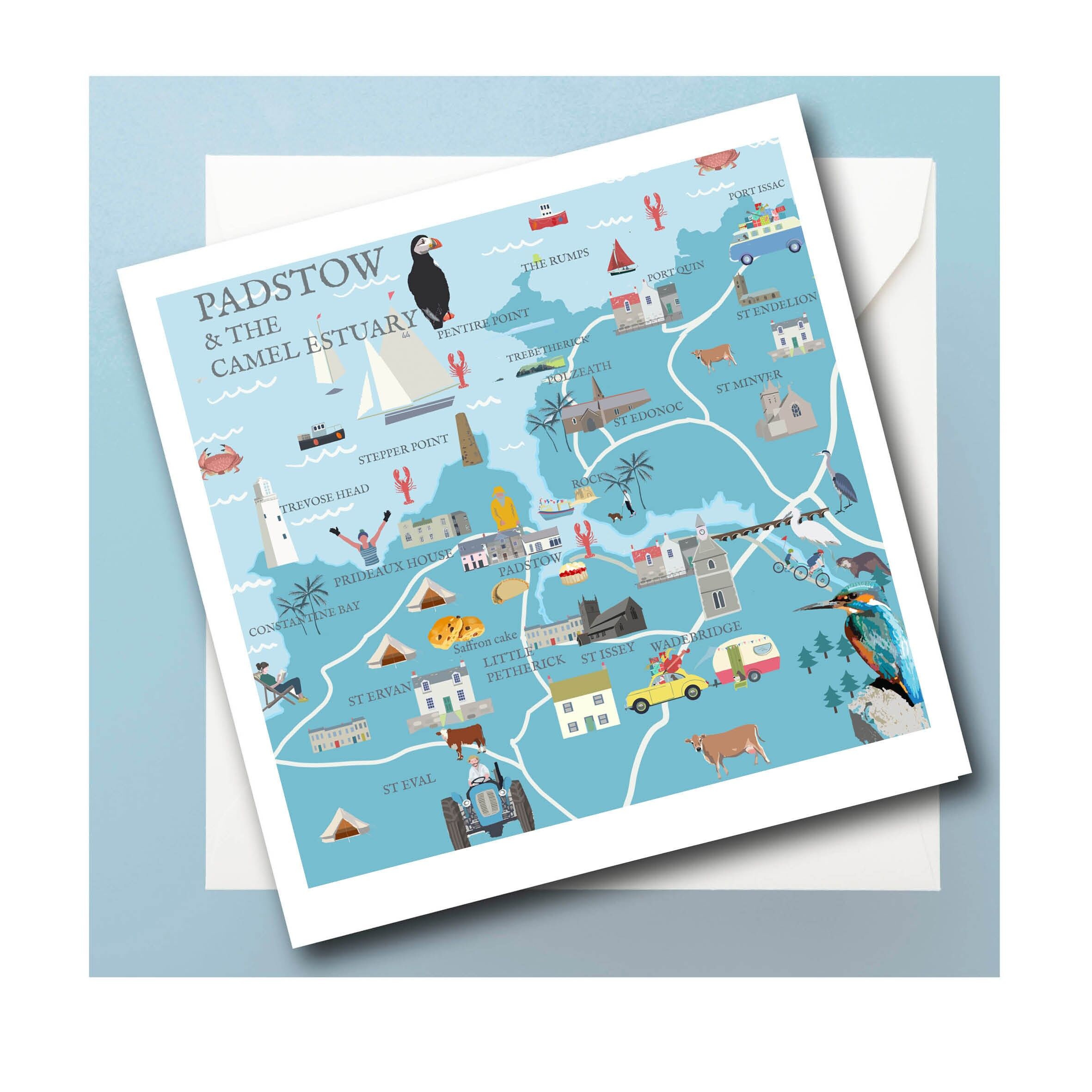 BIGLIETTO D'AUGURI CON LA MAPPA DELL'ESTUARIO DEL CAMEL