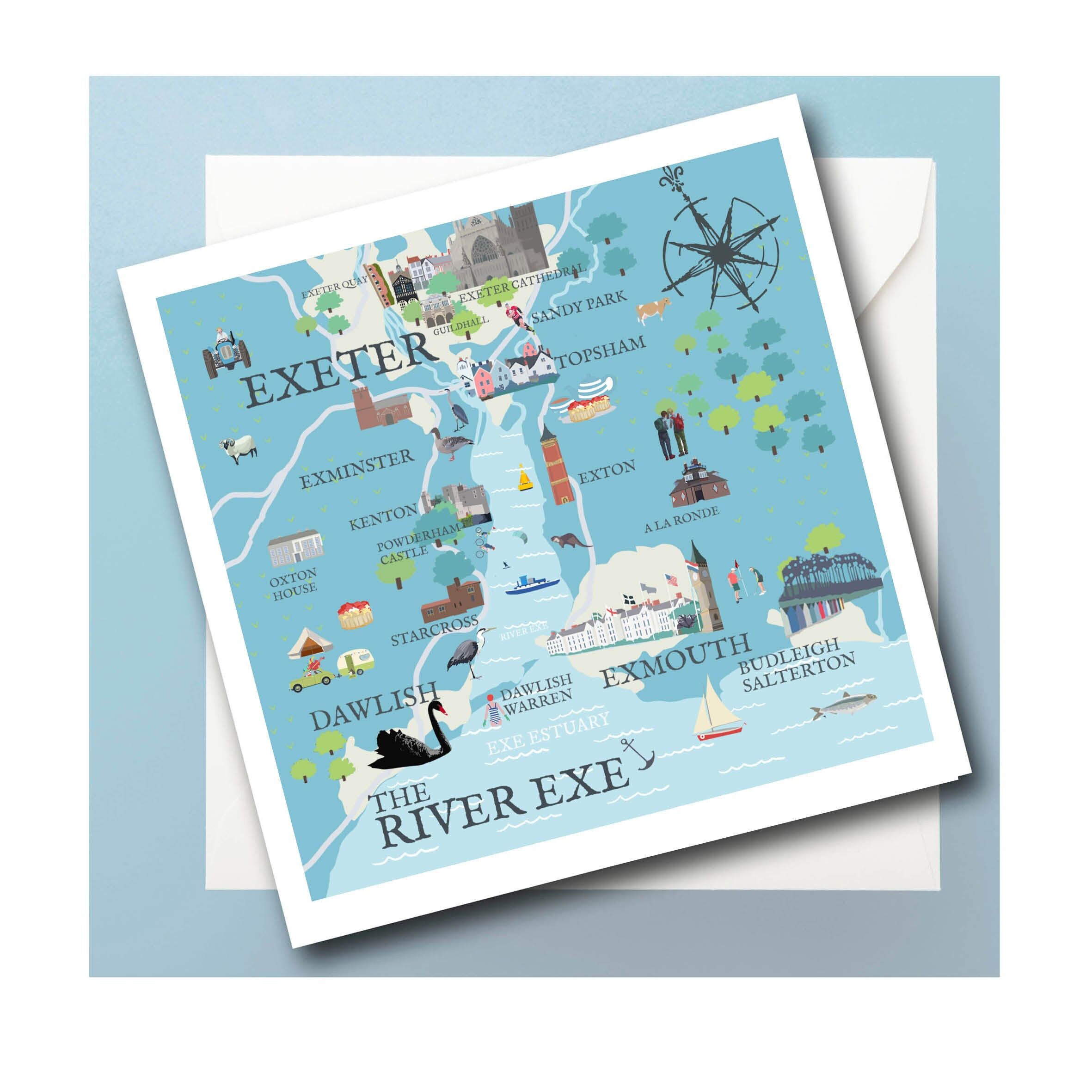 Biglietto d'auguri con la mappa del fiume EXE