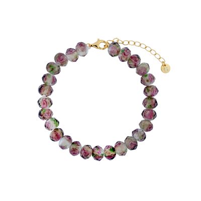 Pulsera de cuentas de cristal Spring Rose en oro