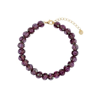 Bracciale con perline di vetro rosa autunnale