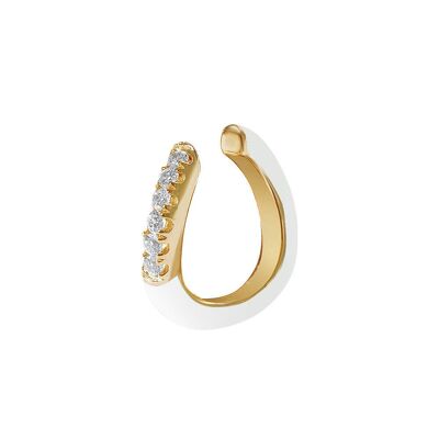 Ear Cuff con forma de onda de esmalte blanco