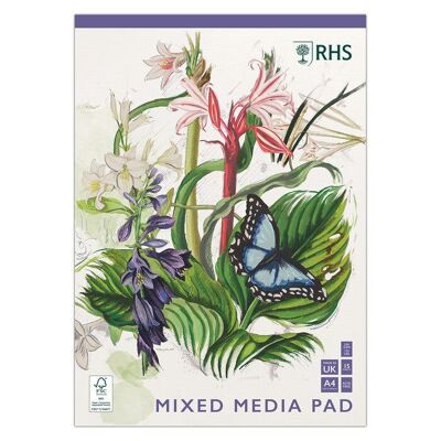 RHS A4 Mixed Media Pad 250gsm 15 Sheets, Art, Drawing, Durable, Lightly Textured Surface, Painting, Art, Craft, Stationery Supplies, Art Workbook, Mixed Media Paper Sheet, For Wet & Dry Techniques