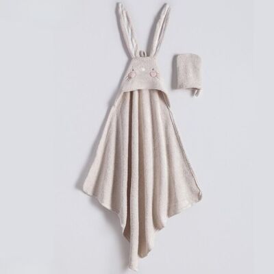 Lot de quatre serviettes à capuche pour bébé fille motif lapin – 4 pièces (85 x 90 cm)