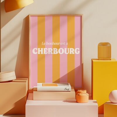 Le bonheur est à... ~ Affiche personnalisable avec la ville de votre choix