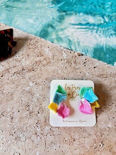 LIL'DIVAS Flower Petal Earrings - Pastel Color