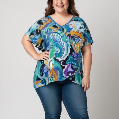Plus size blue print blouse (C6569)