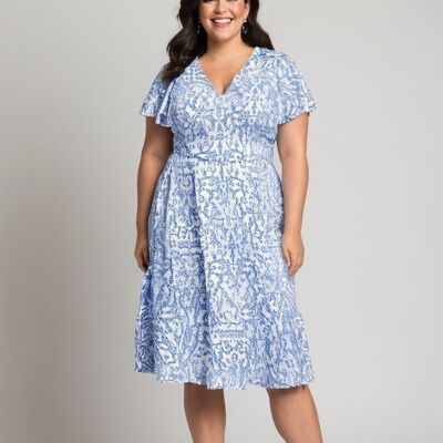 Plus size blue print maxi dress (C6570)