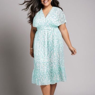 Plus size green print maxi dress (C6570)
