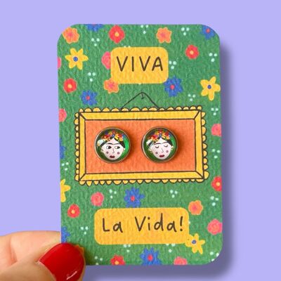 Orecchini a bottone Frida Kalho, Viva la Vida
