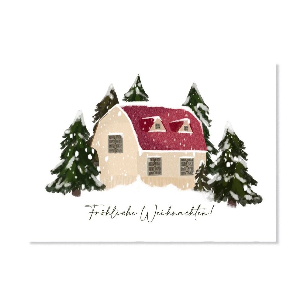 Christmas card - Christmas house in the snow