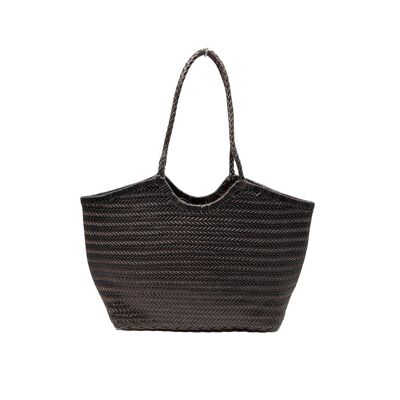 BIG BRAIDED LEATHER SHOPPING BAG