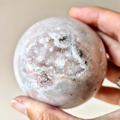 Crystal Gemstone Druzy Pink Amethyst Ball on Stand (75mm 475gram)