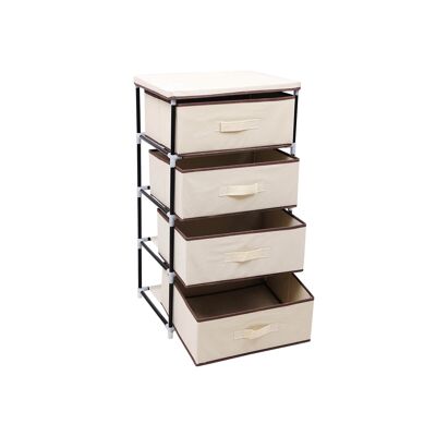 Mensola con 4 cassetti in tessuto beige