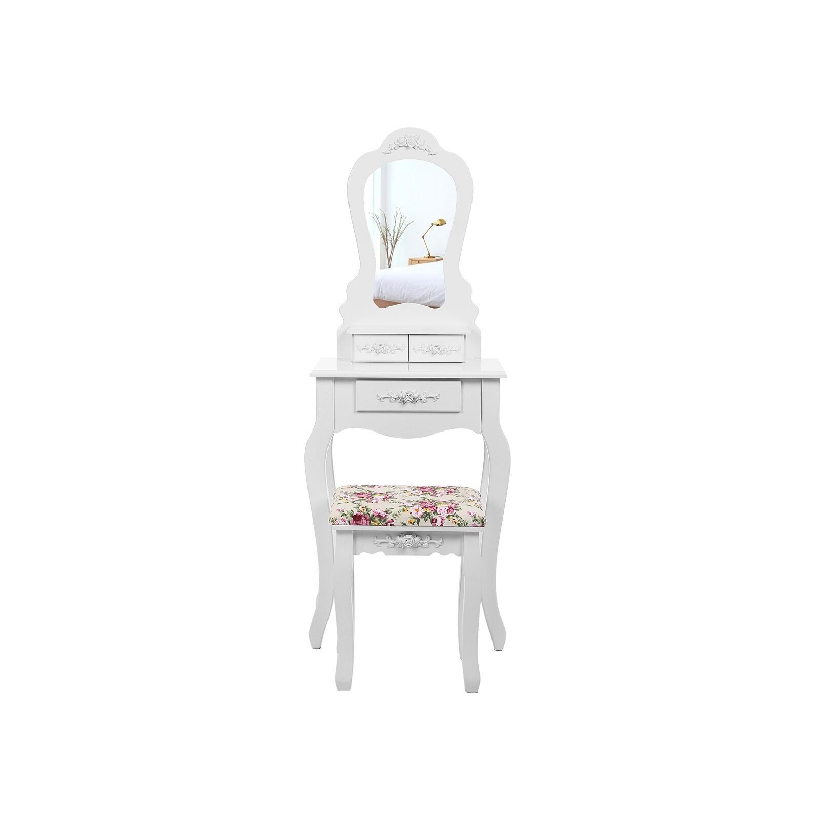 Jolie coiffeuse avec des roses décoratives