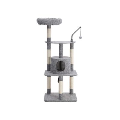 Cat tree artificial linen 136 cm light gray