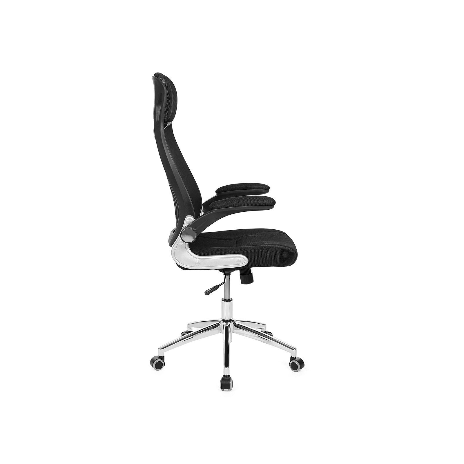 Office chair with mesh upholstery and headrest