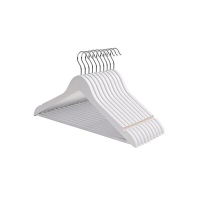 Perchas con barra para pantalones 10 piezas blancas