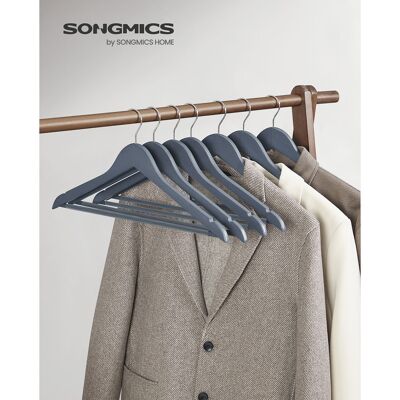 Perchas de madera para ropa 20 piezas gris plomo-plata