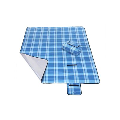 Coperta da picnic in flanella blu-bianca XXL
