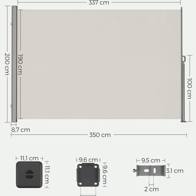 Extendable side awning 200 x 350 cm