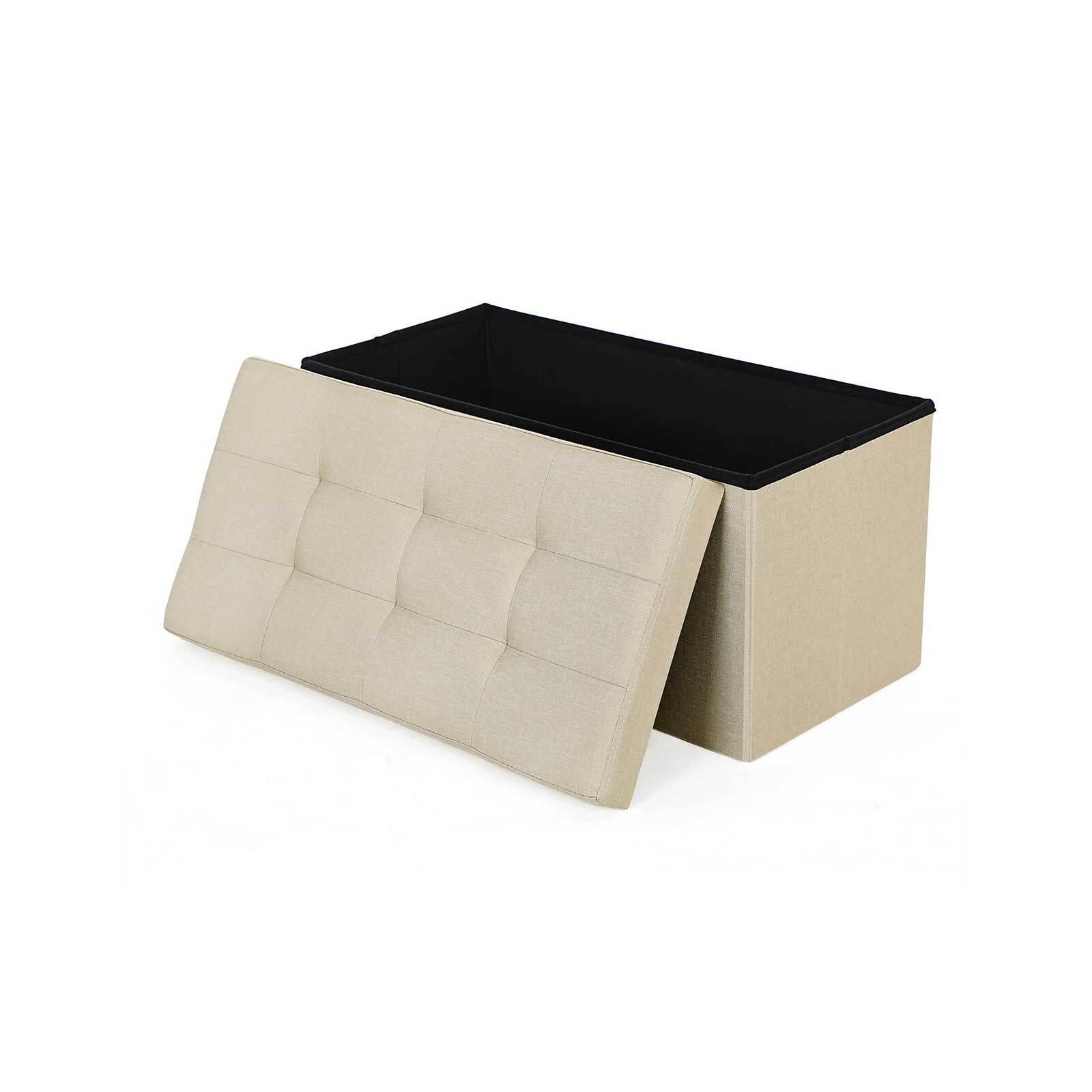 Coffre de rangement 80L imitation lin beige