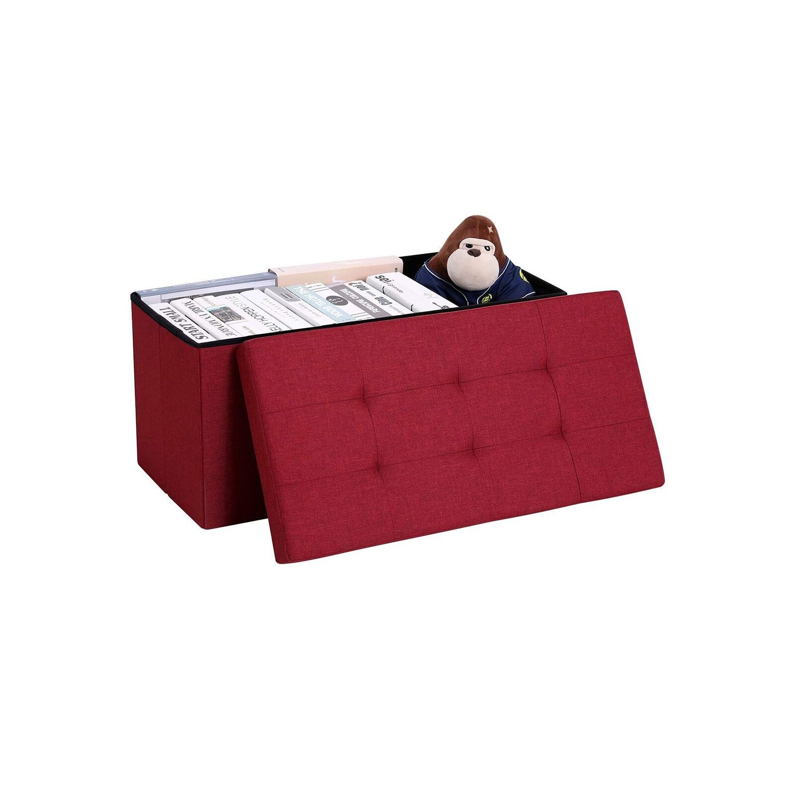 Banc de rangement rouge