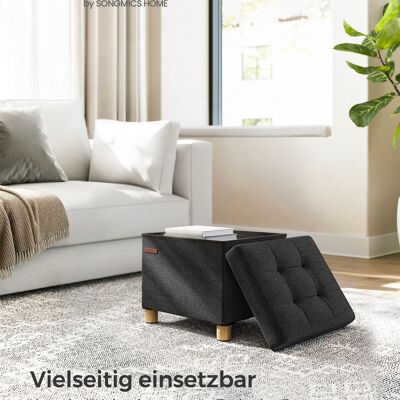 Folding bench 32 x 40 x 33.5 cm with storage space black