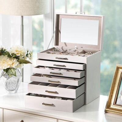 Coffret à bijoux 5 tiroirs blanc