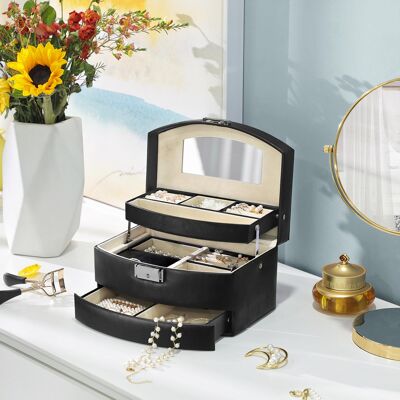 Coffret à bijoux à 3 niveaux noir