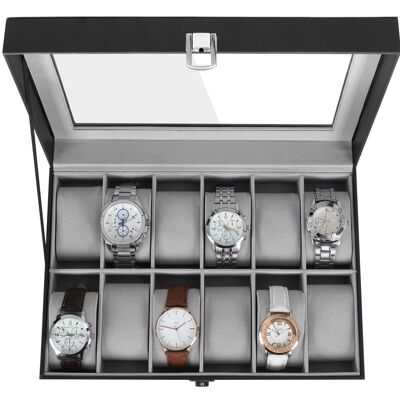 Boîte à montre avec couvercle en verre