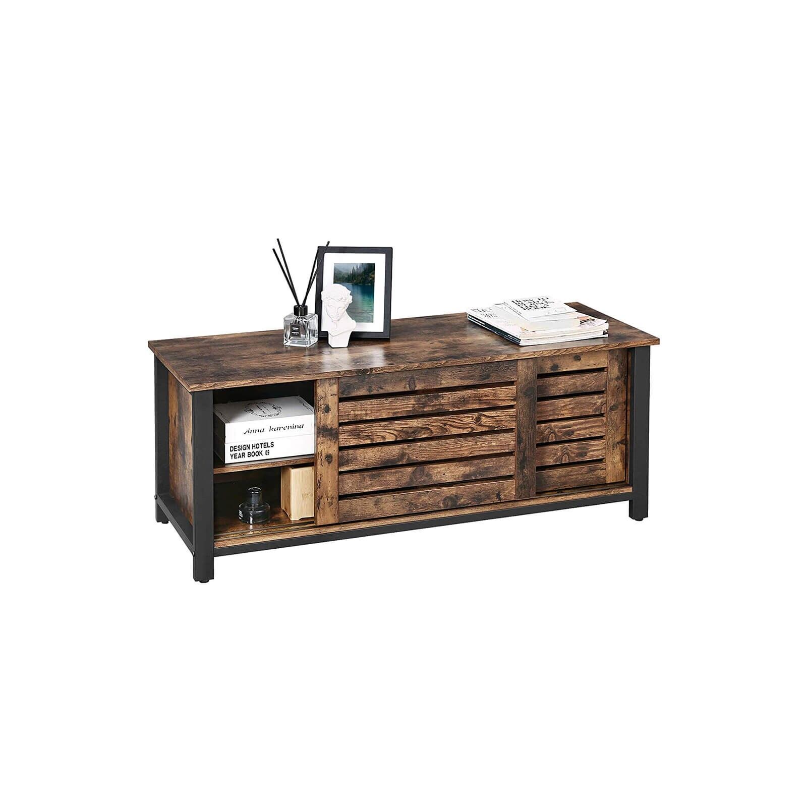 Meuble TV de style industriel avec portes à persiennes