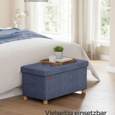Folding bench 38 x 76 x 40 cm with storage space light denim blue