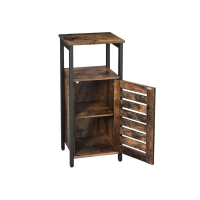 Industrial style bedside table with louvered door