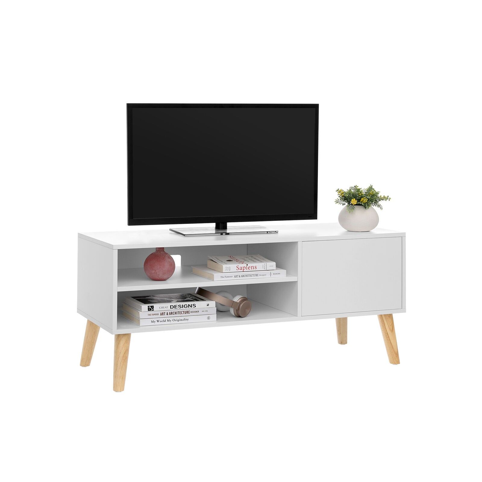 Scandinavian white TV base cabinet