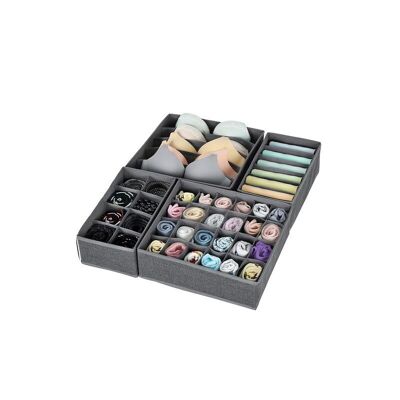 Lot de 4 organiseurs de sous-vêtements gris