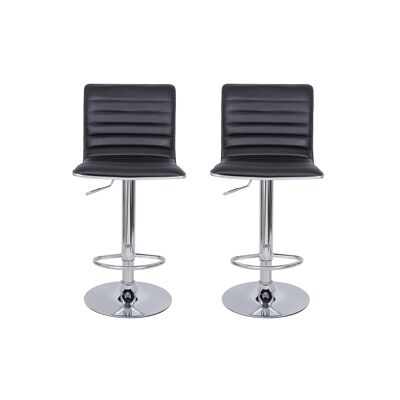Bar stools set of 2 black imitation leather