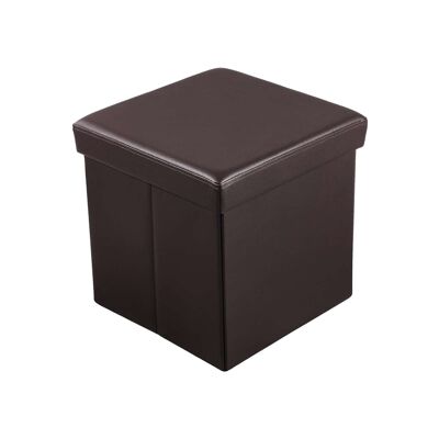 Seat cube imitation leather dark brown